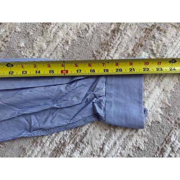 Lanvin Paris Men's Dress Shirt 15.5 39 Blue White Pinstripe 100% Made In Italy - Picture 9 of 9